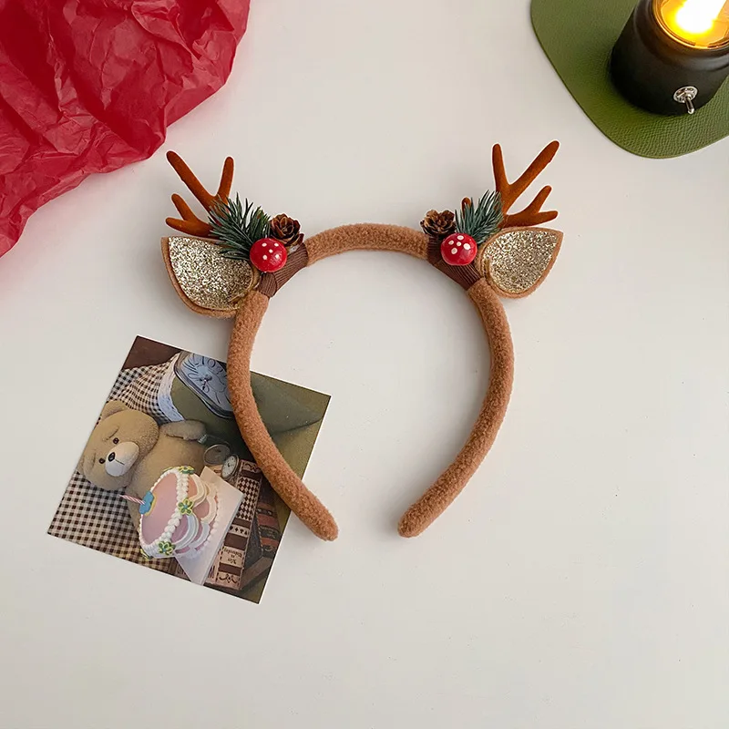 Reindeer Antlers Headband - Diadema navideña con astas de reno,